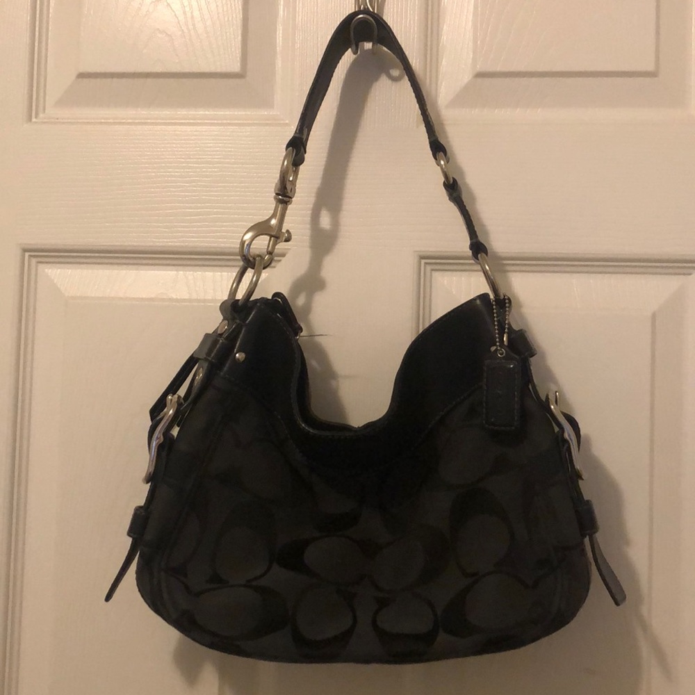 Black Signature Coach Shoulder Bag